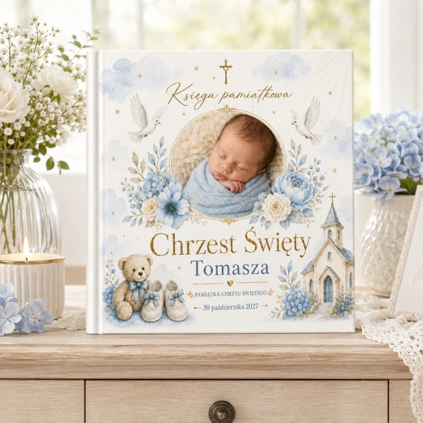 Personalizowana księga pamiątkowa na Chrzest DZIECKO BOŻE™ – zdjęcie dziecka
