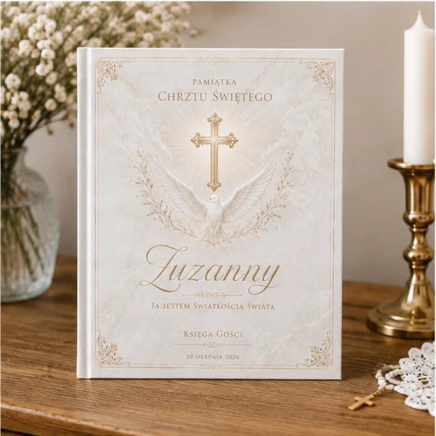 Księga Gości na Chrzest SACRA™ – personalizowana księga pamiątkowa