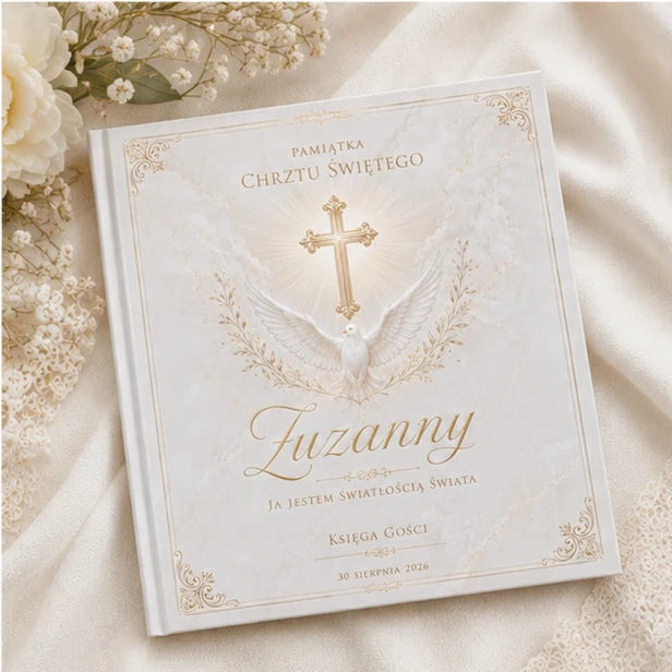 Księga Gości na Chrzest SACRA™ – personalizowana księga pamiątkowa
