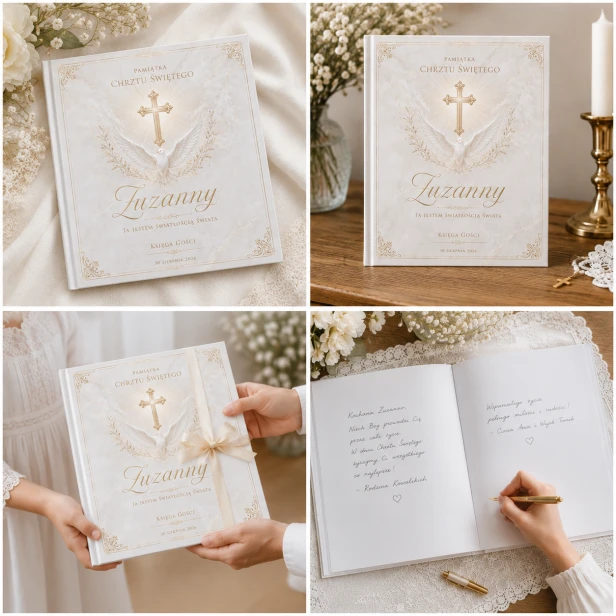 Księga Gości na Chrzest SACRA™ – personalizowana księga pamiątkowa