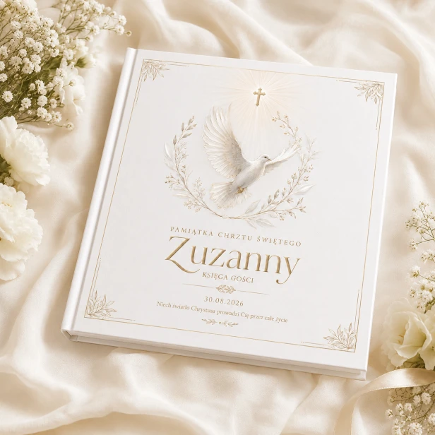 Księga Gości na Chrzest COLUMBA™ – personalizowana księga pamiątkowa