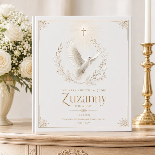 Księga Gości na Chrzest COLUMBA™ – personalizowana księga pamiątkowa