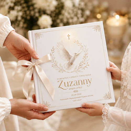 Księga Gości na Chrzest COLUMBA™ – personalizowana księga pamiątkowa