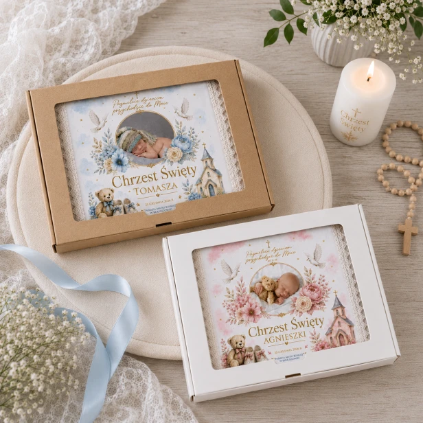 Personalizowana szatka na Chrzest Dziecko Boże™ – różowa i błękitna wersja