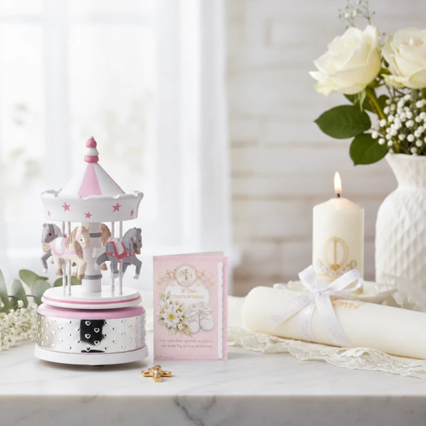 Karuzela ROYAL PINK z laurką i torbą – kompletny zestaw upominkowy