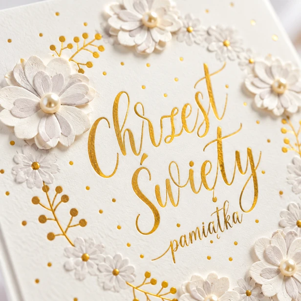 Karnet z życzeniami – elegancka laurka na Chrzest Święty | PREMIUM Primus
