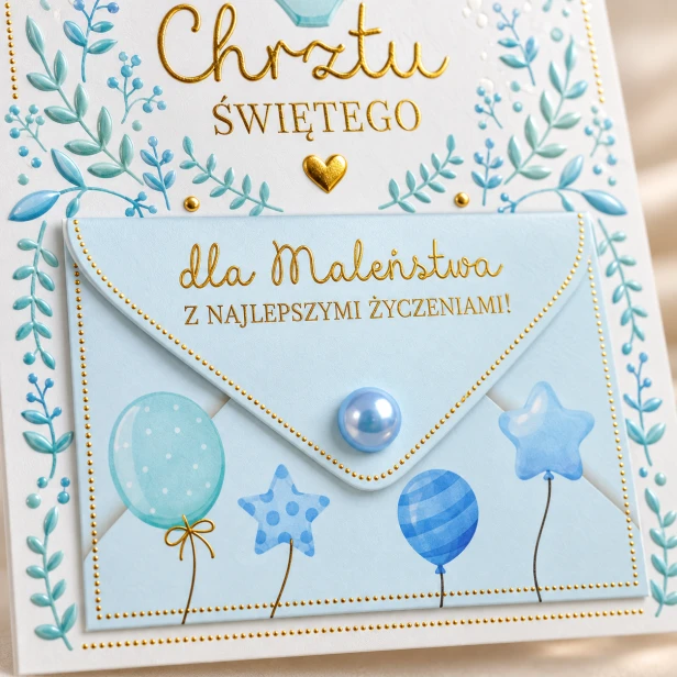 Karnet dla chłopca – kartka na Chrzest Święty z życzeniami B6