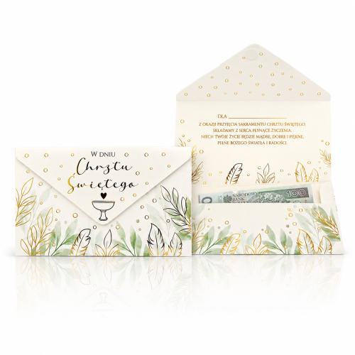 Koperta na pieniądze na Chrzest Święty z życzeniami | SacraEnvelope™ BOTANICA CALIX