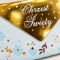 Koperta na pieniądze na Chrzest Święty z życzeniami | SacraEnvelope™ BLUE BLOSSOM