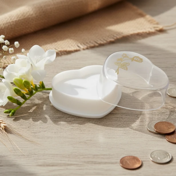 Pudełko na różaniec Rose Gold (serce) – Komunia Święta