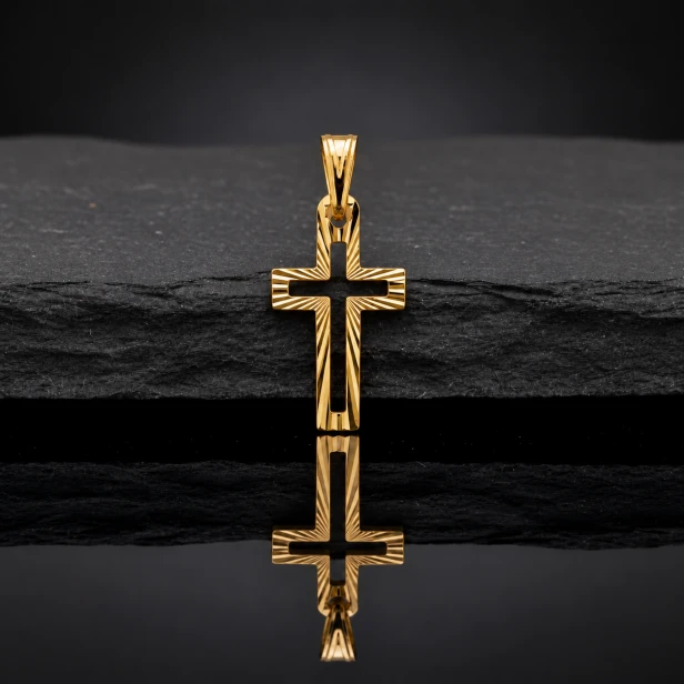 Złoty komplet Krzyżyk diamentowany z łańcuszkiem pr. 585 – personalizowana pamiątka wiary i miłości