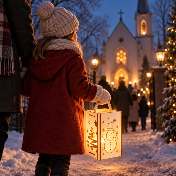 Lampion drewniany EKO z uchwytem – dekoracja na Adwent i Boże Narodzenie