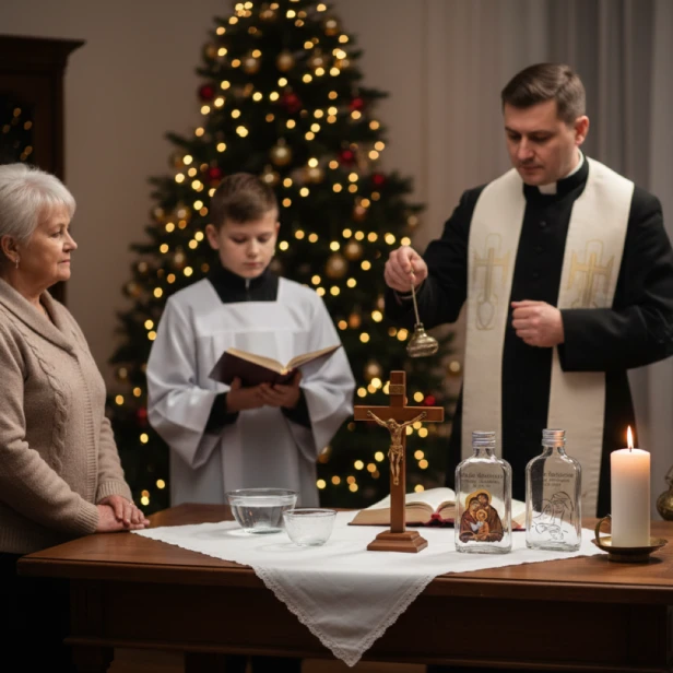 Buteleczka na wodę święconą 100 ml podczas wizyty duszpasterskiej