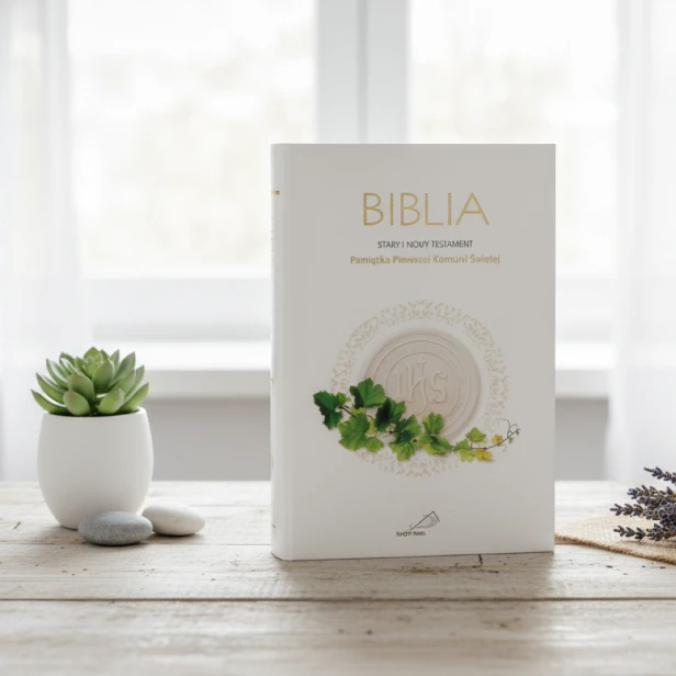 Biblia – Pamiątka Pierwszej Komunii Świętej z dedykacją i planem lektury, Biblia Paulistów