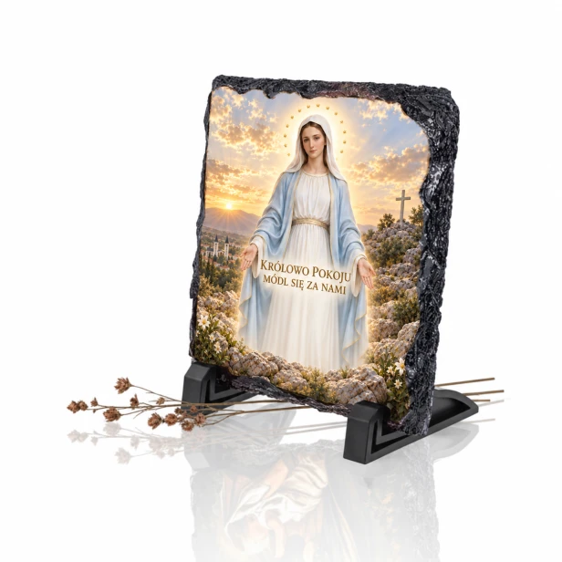 Fotogranit Matka Boża Królowa Pokoju – obraz religijny na granicie