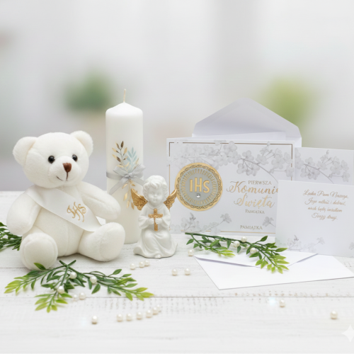 Kartka komunijna EXCLUSIVE – elegancki karnet na I Komunię Świętą w aranżacji