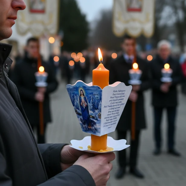 Okapnik papierowy Matka Boża Gromniczna – osłonka do świecy z modlitwą