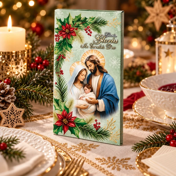 Koperta na opłatek wigilijny Gloria In Excelsis Deo – składana, świąteczna, Boże Narodzenie