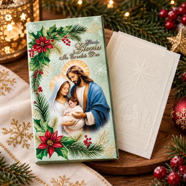 Koperta na opłatek wigilijny Gloria In Excelsis Deo – składana, świąteczna, Boże Narodzenie
