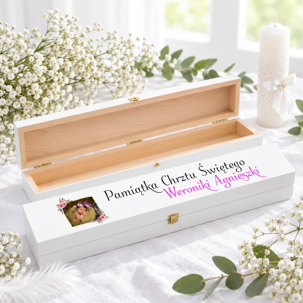 Personalizowane pudełko na świecę chrzcielną