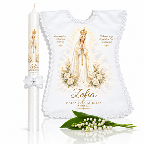 Elegancki zestaw chrzcielny Matka Fatimska – Światło Pamięci: MB Fatimska