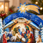 Szopka bożonarodzeniowa papierowa 3D z brokatem – 20 × 11 cm