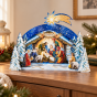 Szopka bożonarodzeniowa papierowa 3D z brokatem – 20 × 11 cm