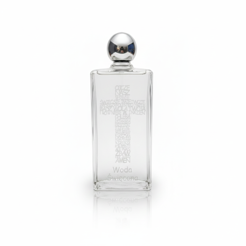 Buteleczka na wodę święconą 100 ml – szklana z grawerowanym krzyżem | DOMUS SACRA™