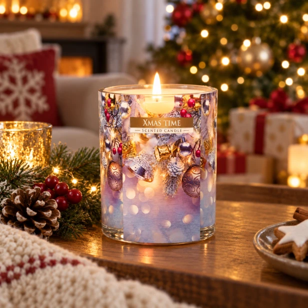 Świeca zapachowa XMAS TIME – świąteczna dekoracja stołu z bombkami