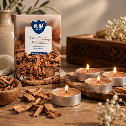 Podgrzewacze sandałowe – świece tealight w rustykalnej aranżacji