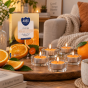 Tealighty zapachowe Orange – pomarańczowe świeczki w domowej aranżacji