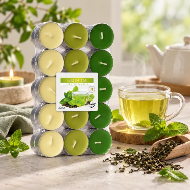 Świeczki tealight Zielona Herbata – zestaw 30 podgrzewaczy zapachowych