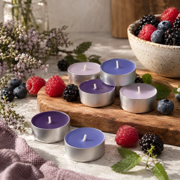 Podgrzewacze o zapachu owoców leśnych – zbliżenie świeczek tealight
