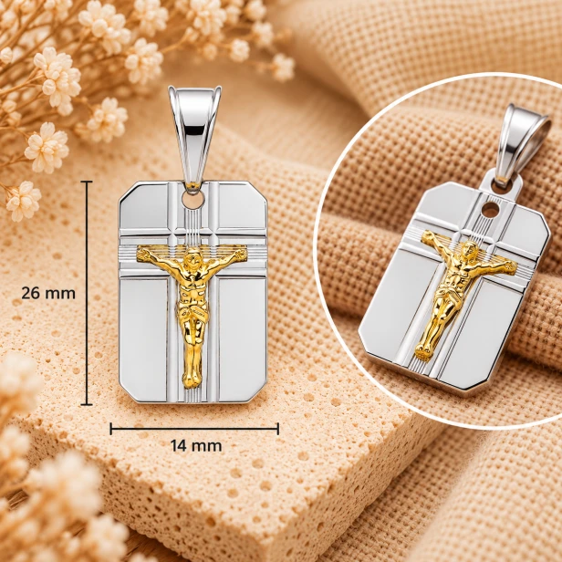 Srebrny medalik z Jezusem 925 – wymiary 26 × 14 mm