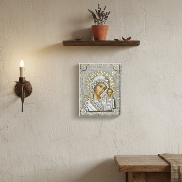 Srebrna Ikona Madonna Kazańska– symbol opieki i Bożej łaski | ICONA SACRA™ Silver