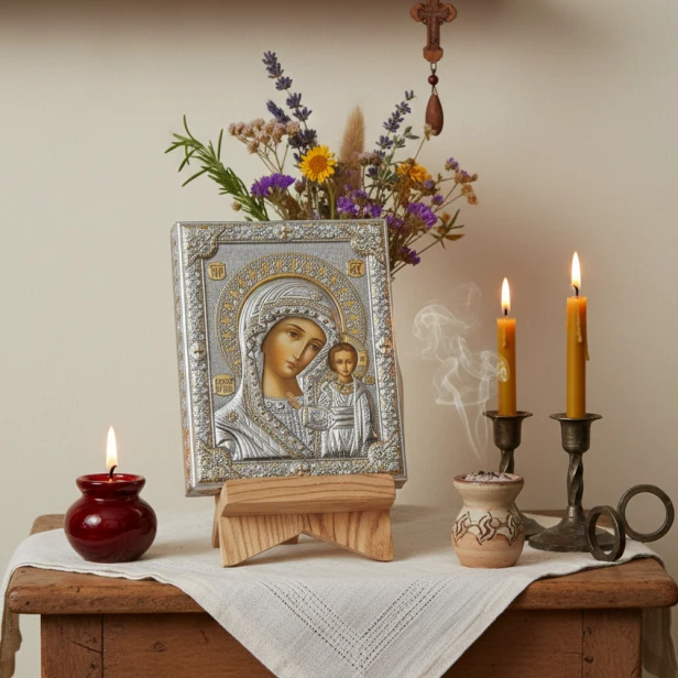 Srebrna Ikona Madonna Kazańska– symbol opieki i Bożej łaski | ICONA SACRA™ Silver