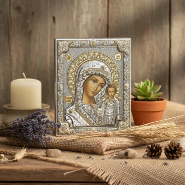 Srebrna Ikona Madonna Kazańska– symbol opieki i Bożej łaski | ICONA SACRA™ Silver