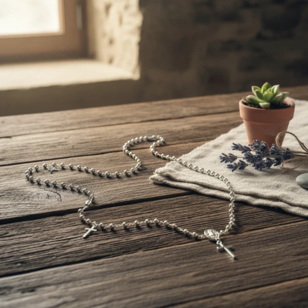 Srebrna koronka z Cudownym Medalikiem – pamiątka religijna