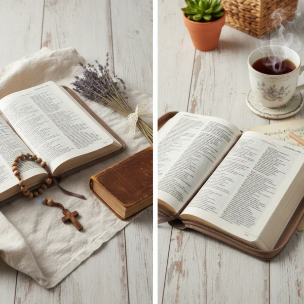Biblia Stary i Nowy Testament – kolorowe wkładki i złocone brzegi