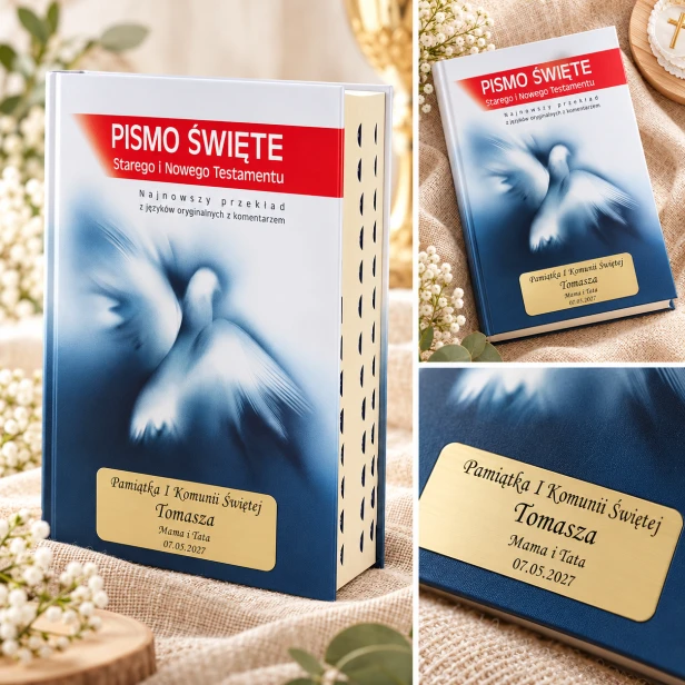 Pismo Święte z paginatorami – duża Biblia na prezent komunijny