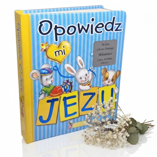 Opowiedz mi Jezu – książka religijna dla dzieci z grawerem na chrzest