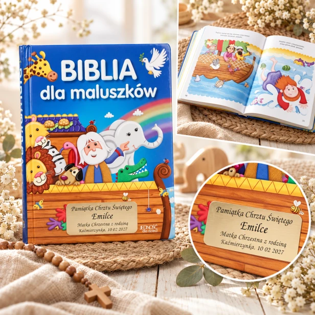 Biblia dla maluszków – okładka i kolorowe ilustracje książki