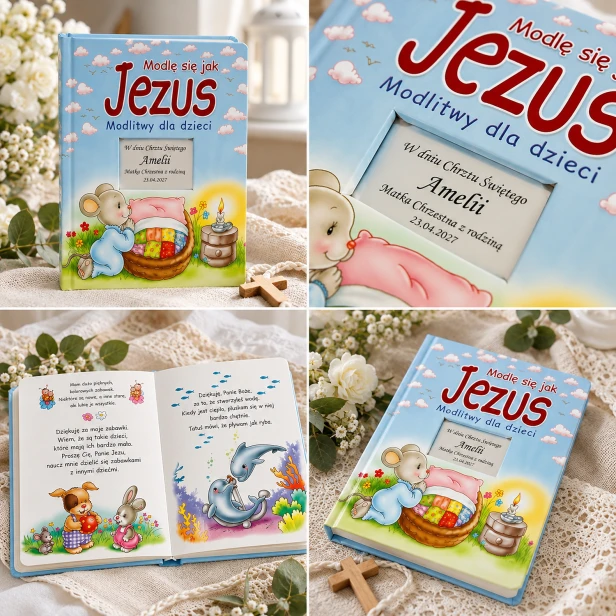 Modlę się jak Jezus – personalizowana książeczka na Chrzest, galeria detali