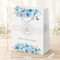 Torebka komunijna A4 z niebieskimi kwiatami – wymiary 22 × 31 × 10 cm