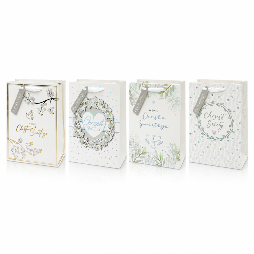Mała torebka prezentowa na Chrzest Święty – anielska biel 17 × 12 cm