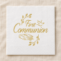Serwetka komunijna First Communion – złoty nadruk na białym tle