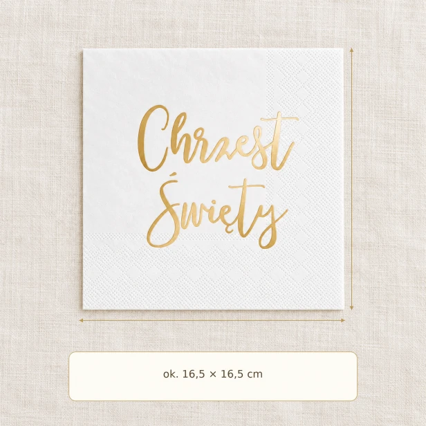 Serwetka na Chrzest Święty – wymiary po złożeniu 16,5 × 16,5 cm