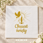 Serwetka na Chrzest Święty Złota Chrzcielnica – wymiary 16,5 × 16,5 cm po złożeniu
