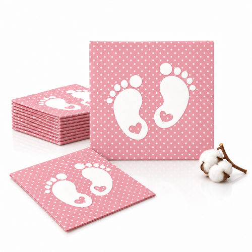 Serwetki Baby Stópki różowe – na chrzciny i baby shower, 33 × 33 cm, 20 szt.