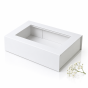 Pudełko magnetyczne B6 białe z okienkiem – 20 × 15 × 5,5 cm MAGNETIC BOX™